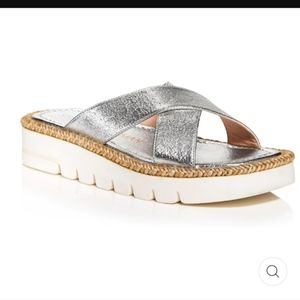 STUART WEITZMANROZA WOMENS METALLIC ESPADRILLE FLATFORM SANDALS